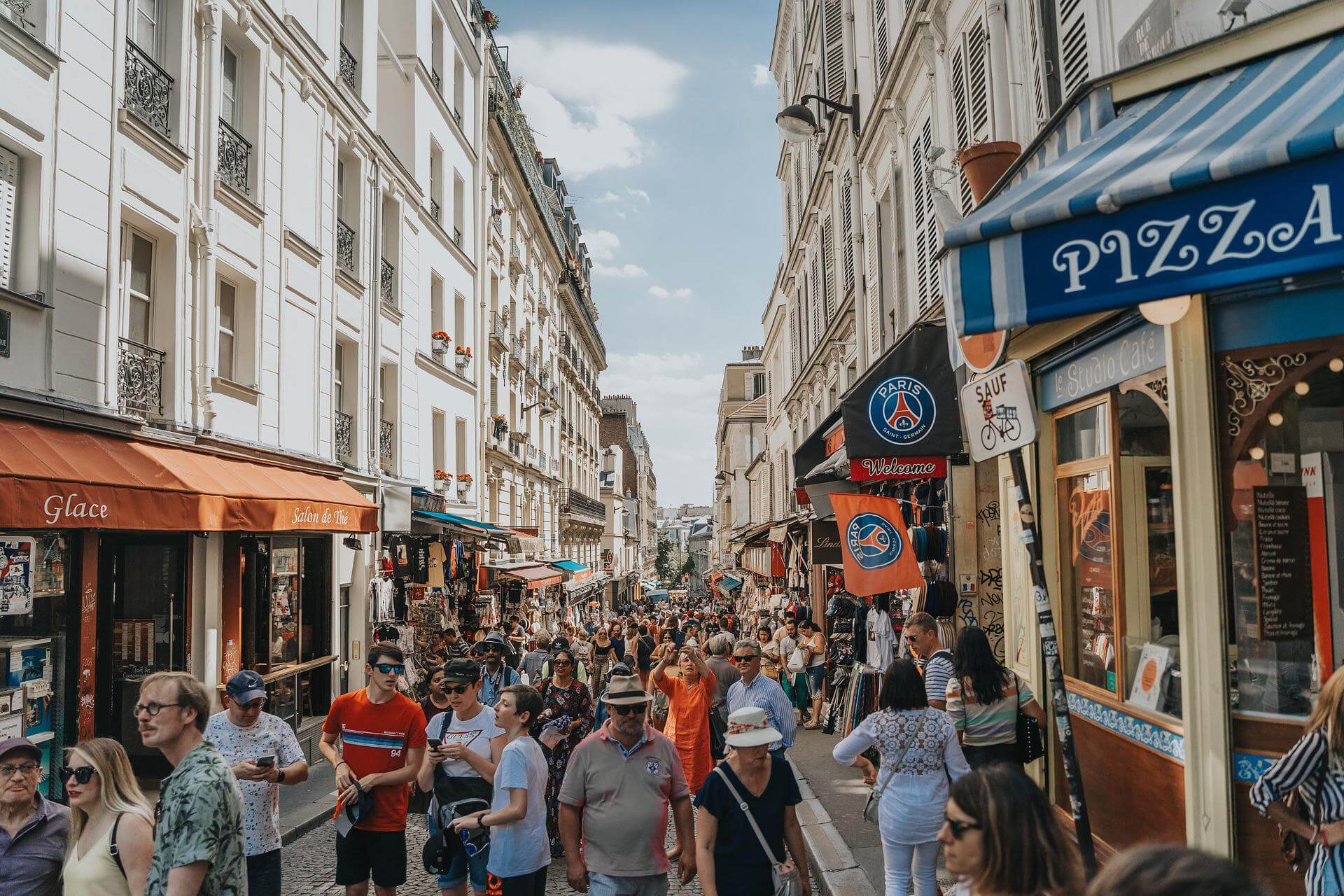French people crowd shopping stores city French people crowd shopping stores city